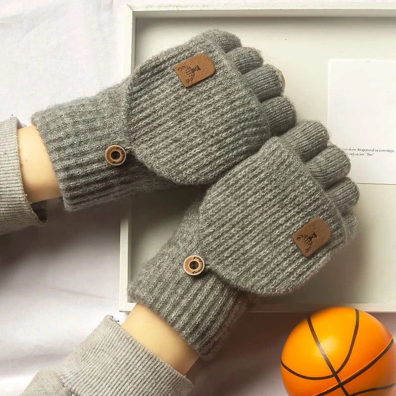 Winter Gloves Knitted Fingerless