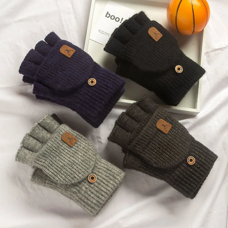 Winter Gloves Knitted Fingerless