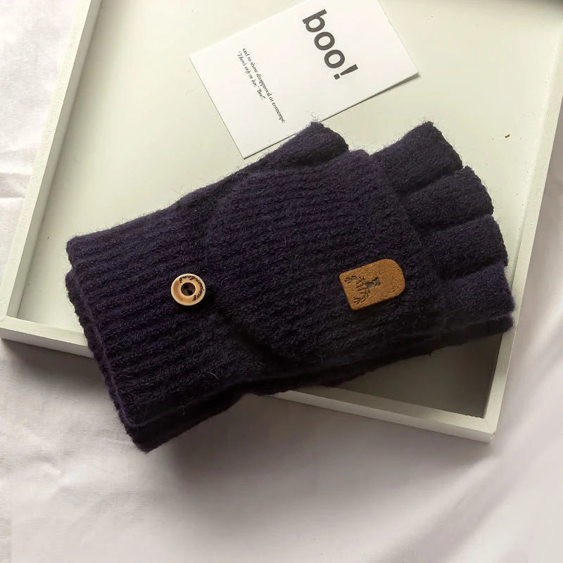 Winter Gloves Knitted Fingerless