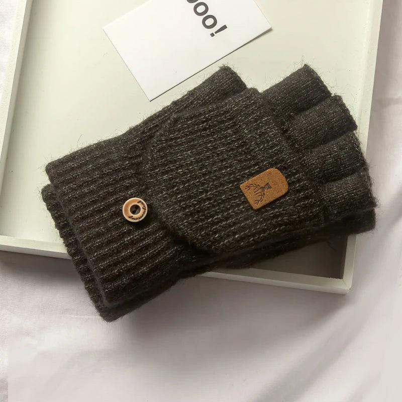 Winter Gloves Knitted Fingerless