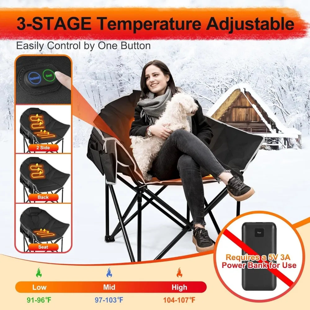 Oversized Heated Camping Chair with Adjustable Temperature