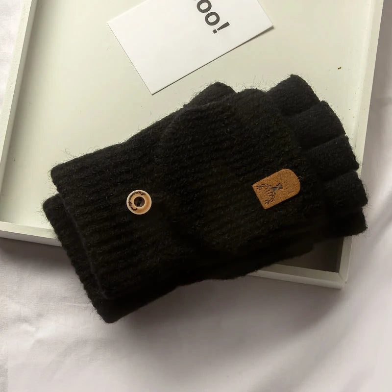 Winter Gloves Knitted Fingerless
