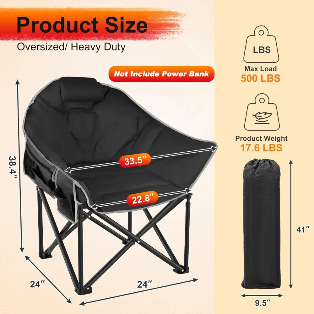 Oversized Heated Camping Chair with Adjustable Temperature