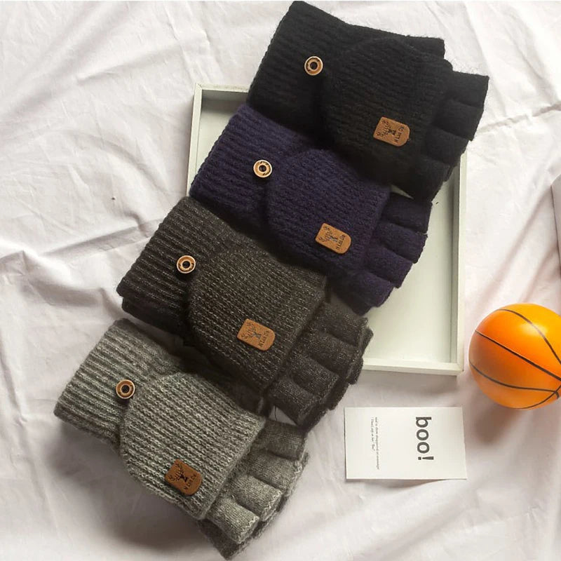 Winter Gloves Knitted Fingerless