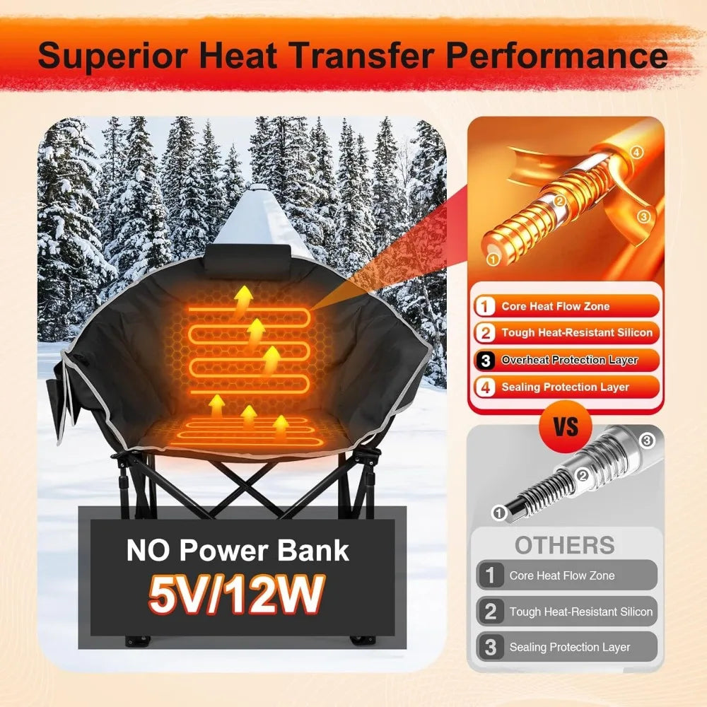 Oversized Heated Camping Chair with Adjustable Temperature
