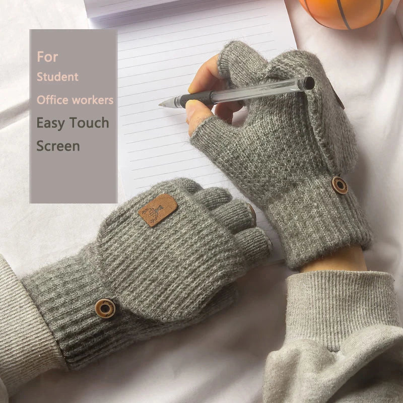 Winter Gloves Knitted Fingerless
