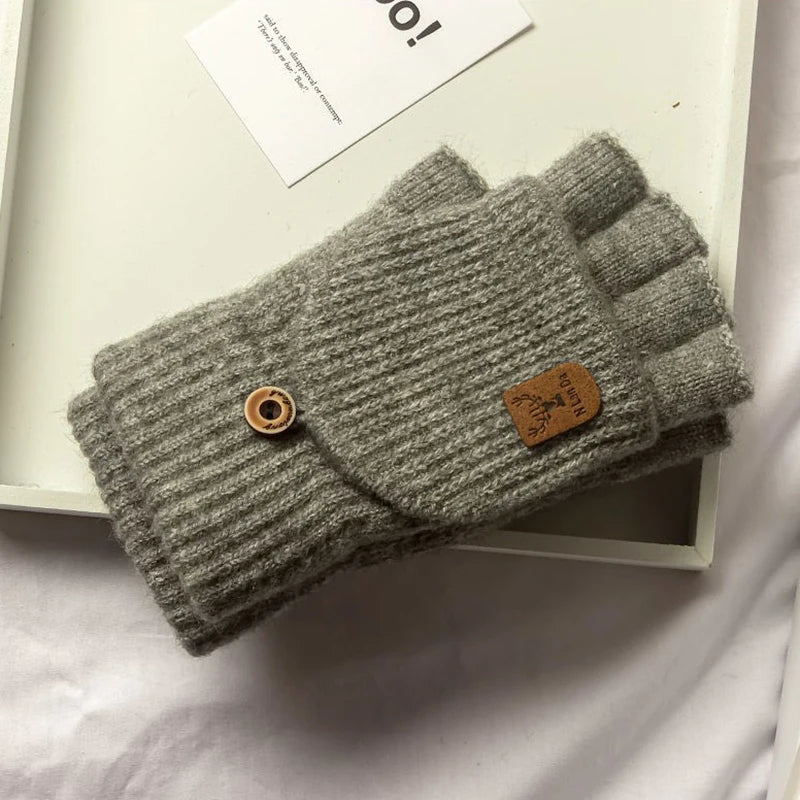 Winter Gloves Knitted Fingerless