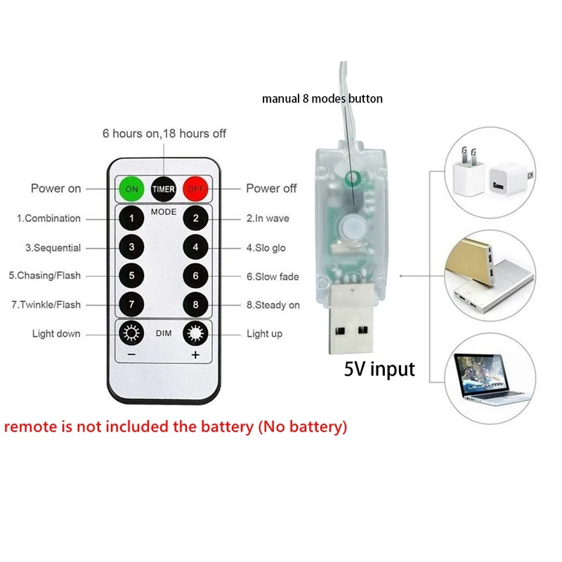 LED String Fairy Lights Battery or USB Power